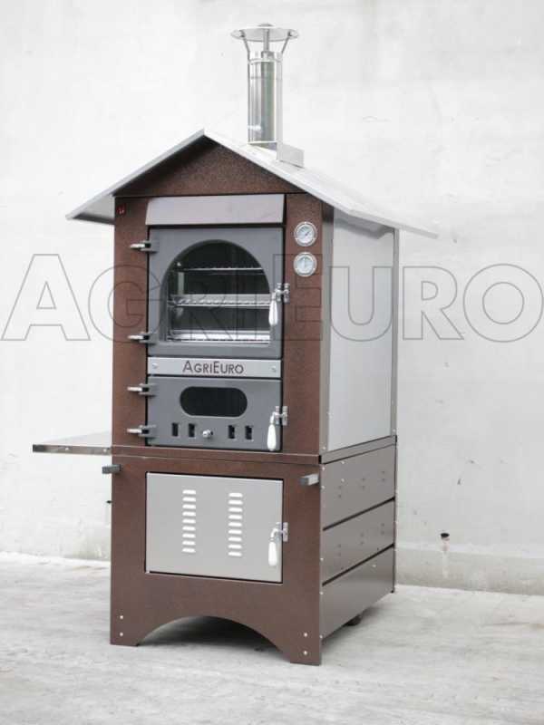 AgriEuro Medius 80 Deluxe EXT - Four &agrave; bois acier d'ext&eacute;rieur - Cuivre &eacute;maill&eacute; - Inox