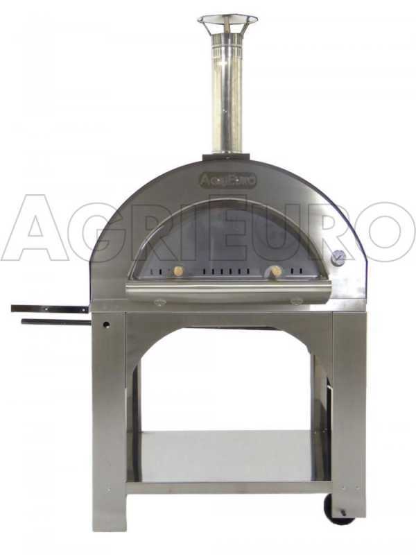 AgriEuro Cibus Inox 100x80 - Four &agrave; bois d'ext&eacute;rieur avec capacit&eacute; de cuisson : 5 pizzas