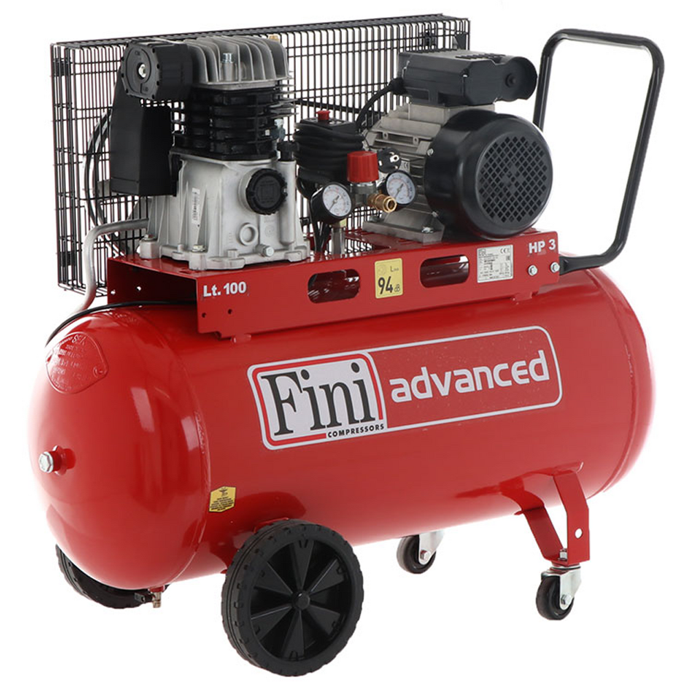Compresseur d'air 100 L Fiac AB 100-360 M transmission à courroie puissance 2,2 Kw sur chariot