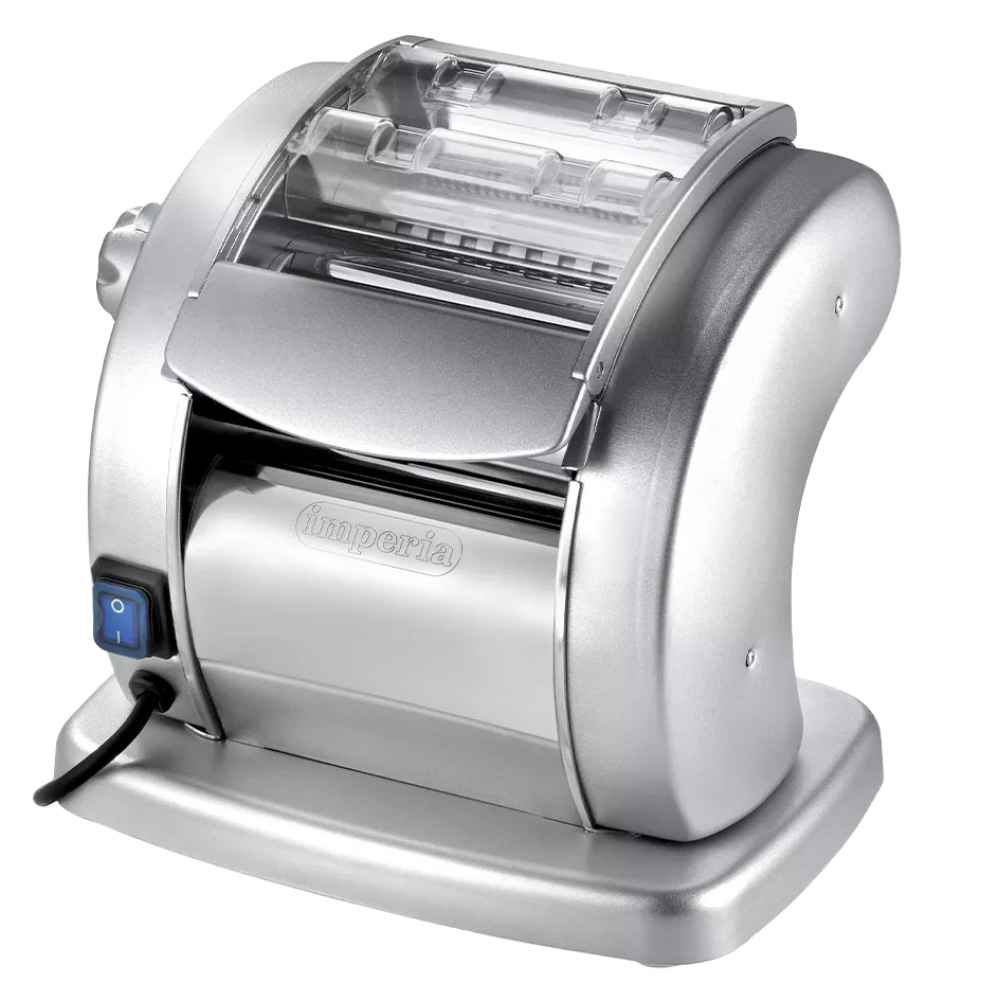 Qiang Machine à Pâtes électrique Acier Inoxydable Laminoir a Pate avec 2 Lames (Plat 3 Mm Et Large 9mm/Plat 2 Mm Et Large 6mm) Réglage De L'épaisseur 0,3-20Mm,pour Maison Et Restaurant,FKM-220