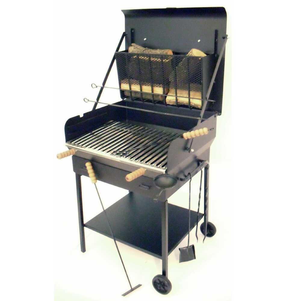 Kitchenbrothers Houtskool Bbq - Zwart - 42x57cm - Smoker/verstelbaar