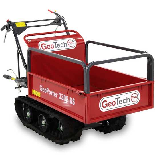 GeoTech Pro GeoPorter 330E BS - Brouette motorisée à chenilles à 4 galets avec benne extensible - 300 kg