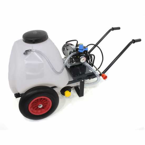 Groupe motopompe de pulv&eacute;risation Comet MC 25 - moteur monophas&eacute; sur chariot avec cuve 120 l