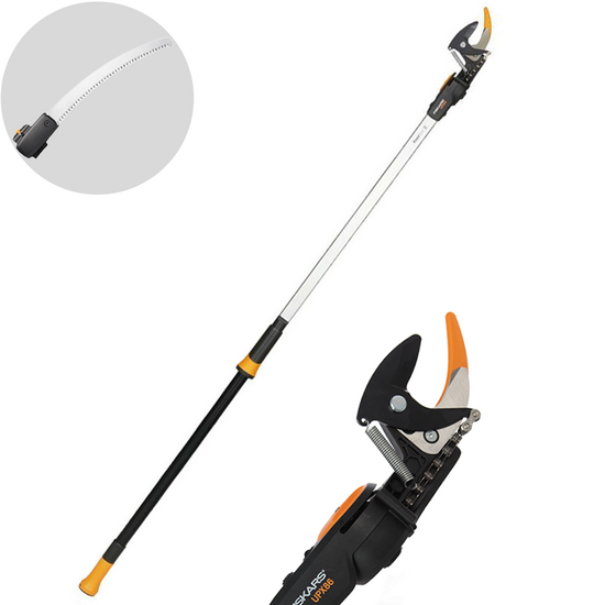 Fiskars UPX86 - Coupe-branches télescopique professionnel - perche de 240/400 cm + scie - Ø 32 mm