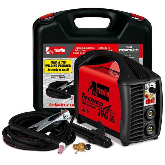 Telwin Tecnica TIG 190 DC - Poste à souder inverter (TIG LIFT, MMA) + Mallette, courant continu (DC)