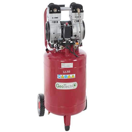 GeoTech S-AC50V-10-15C - Compresseur &eacute;lectrique oilless - Moteur 1.5 CV - 50 L Vertical silencieux