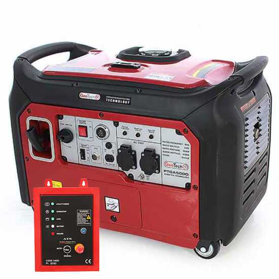 GeoTech Pro PTGA 5000i - Groupe &eacute;lectrog&egrave;ne inverter 4 kW monophas&eacute; silencieux avec ATS - dem. &eacute;lectrique