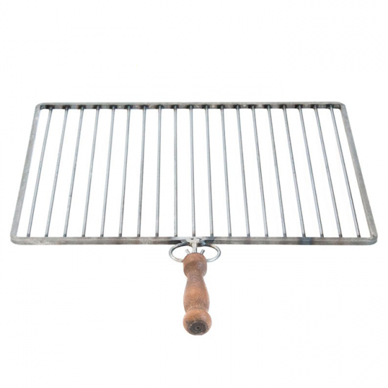 Grille en fer forg&eacute; - Fer naturel - Manches en bois anti-br&ucirc;lure