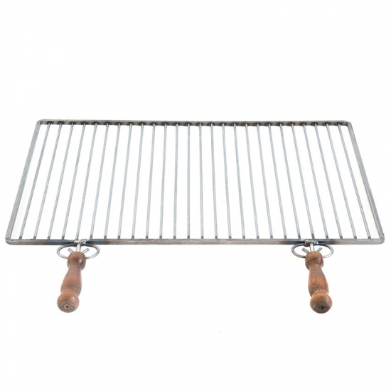 Grille en fer forg&eacute; - Fer naturel - Manches en bois anti-br&ucirc;lure