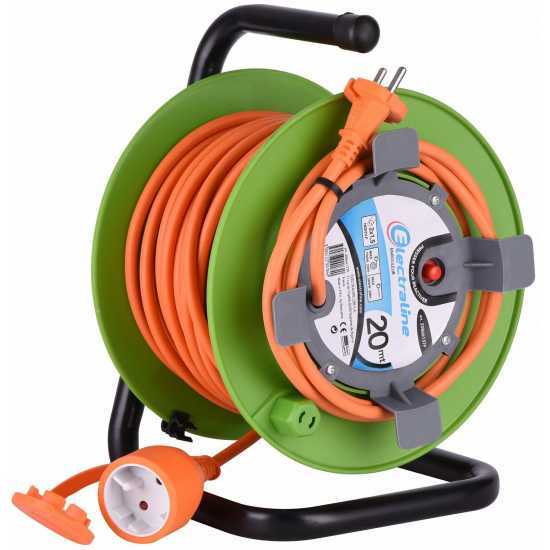 Enrouleur Electraline - 20m - Prise universelle Section 2 x 1,5 mm&sup2; (2 c&acirc;bles avec section 1,5mm&sup2;)