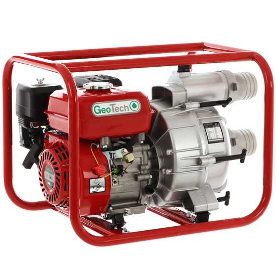 Motopompe thermique GeoTech LTP80 pour eaux chargées avec raccords de 80 mm