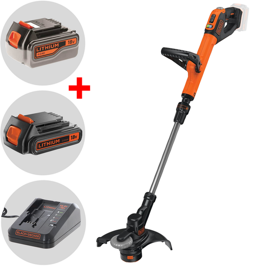 Black & Decker STC1840EPC-QW - Coupe-bordure à batterie 18V 4Ah + une batterie 18V 2Ah offerte