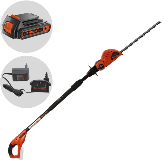 Black &amp; Decker GTC1843L20-QW - Taille-haie &agrave; batterie sur perche de rallonge - 18V/2Ah