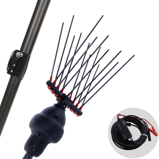 Castellari Fenix L V2 - Peigne vibreur électrique à batterie de type automobile avec câble inclus - Perche télescopique en carbone 230/320 cm