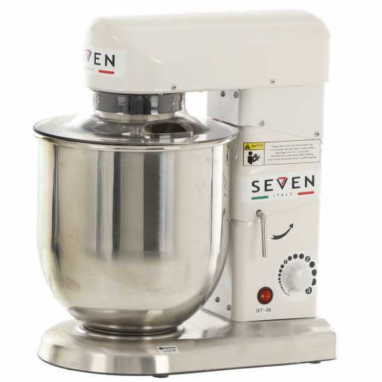 Batteur m&eacute;langeur plan&eacute;taire Seven Italy FP110 avec cuve INOX 10 litres - Accessoires interchangeables