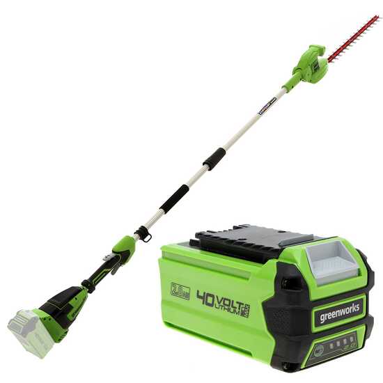 Greenworks G40PHA - Taille-haie &eacute;lectrique sur perche de rallonge orientable - Batterie 40V/2Ah