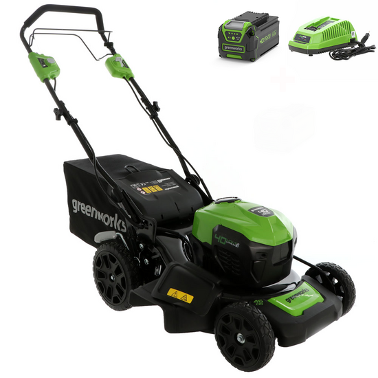 Greenworks GD40LM46SPK4 - Tondeuse &agrave; gazon &eacute;lectrique &agrave; batterie 40V/4Ah - Coupe 46 cm