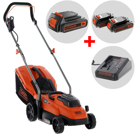 Tondeuse à gazon électrique à batterie Black & Decker BCMW3318L2-QW - 36V 2.5Ah + une batterie 18V 2Ah offerte