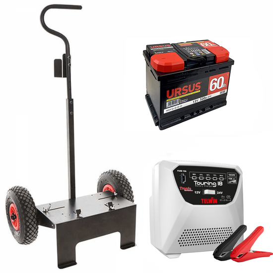Kit complet : chariot Volpi + batterie 60 Ah + chargeur de batterie Telwin Touring 18