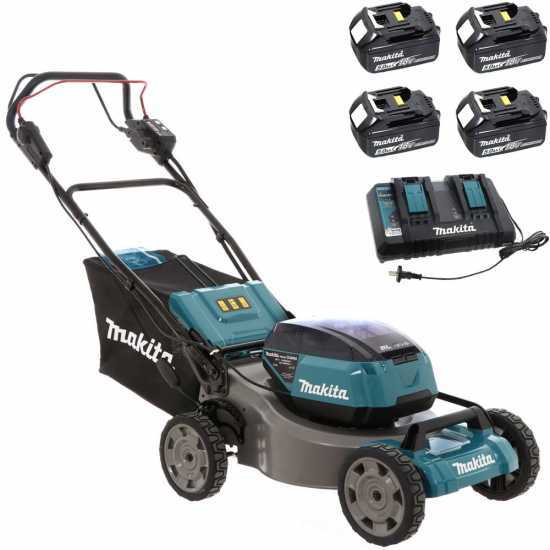 Tondeuse &agrave; gazon sur batterie 2X18V-46 cm MAKITA DLM462PT4 - 4 batterie incluses