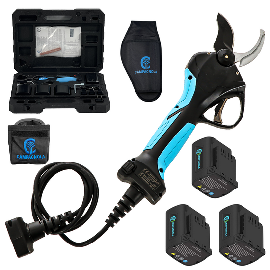 Campagnola Stark XL - S&eacute;cateur &eacute;lectrique de taille avec kit de c&acirc;ble et &eacute;tui pour batterie - 3x 21,6V 2,5 Ah