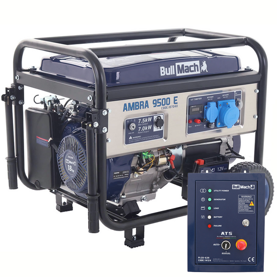 BullMach AMBRA 9500 E - Groupe &eacute;lectrog&egrave;ne 7.5 Kw monophas&eacute; - Bo&icirc;tier ATS inclus
