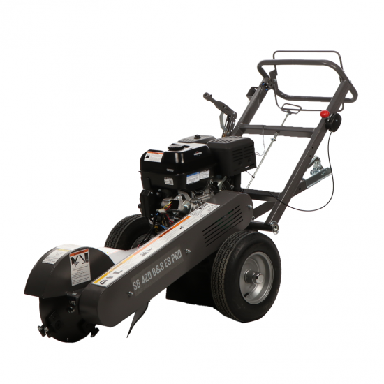 BlackStone SG 420 B&amp;S ES PRO - Rogneuse de souches - Moteur B&amp;S XR2100 420cm3 - Disque de coupe avec 8 marteaux en carbure de tungst&egrave;ne