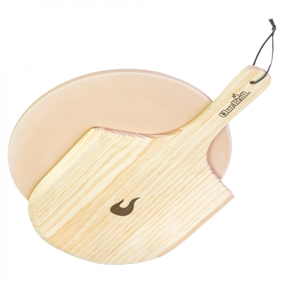 Set pierre ronde et pelle en bois  pour pizza