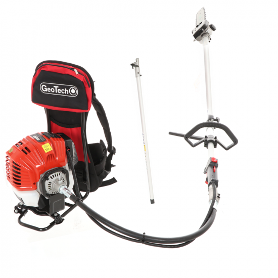 &Eacute;lagueuse thermique &agrave; dos 2 temps GeoTech GT-2 52 BP avec perche de rallonge - 52 cm3