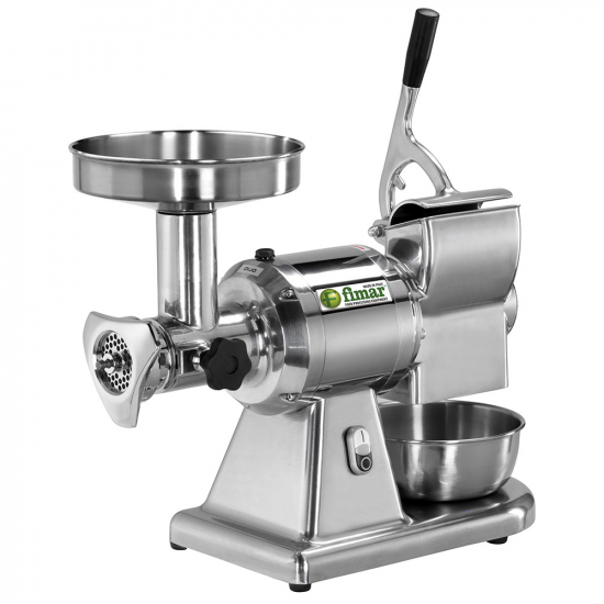 Fimar TC12T - Hachoir à viande électrique avec râpe intégrée - 400 V - 1 CV - Groupe de hachage INOX - Sans inverseur de marche