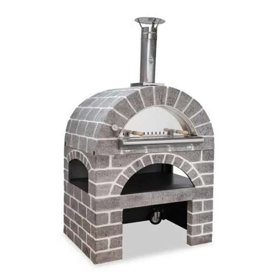 AgriEuro Pulcinella STONE - Four &agrave; bois pour pizza d'ext&eacute;rieur Gris de 80X60 - 4 pizzas