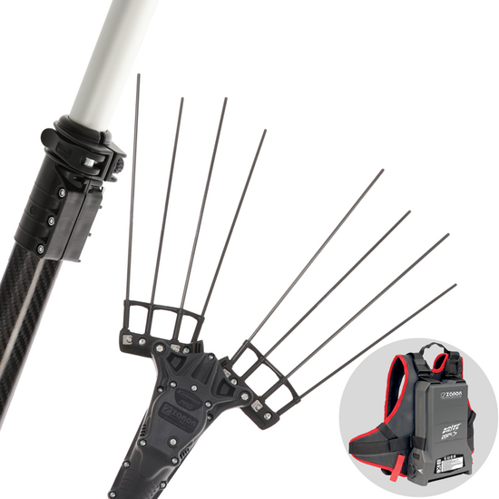 Zanon Karbonium PRO AL 300 - Peigne vibreur électrique à batterie dorsale 50.4V 16Ah - Perche télescopique 210/340 cm