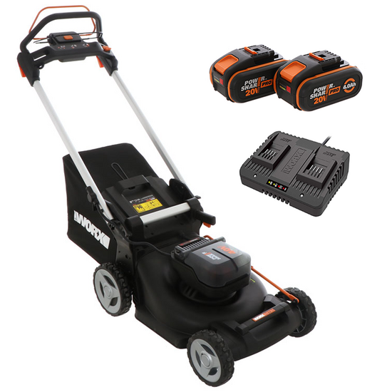 Worx Nitro WG749E - Tondeuse &agrave; gazon tract&eacute;e &agrave; batterie - 2x20V/4Ah - coupe de 46 cm
