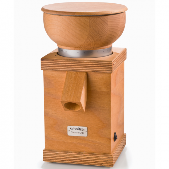 Schnitzer Cerealo 200 - Moulin &agrave; farine en h&ecirc;tre avec meules en pierre - 600W