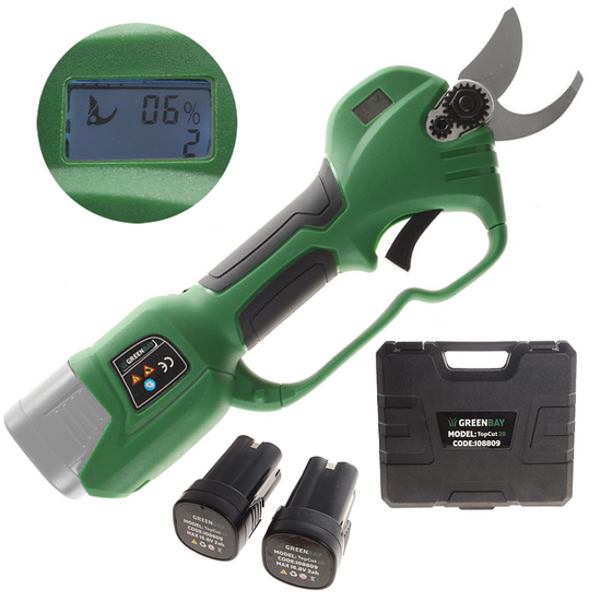 Sécateur de taille à batterie GreenBay TopCut 28 - 2 batteries de 16.8V - 2Ah