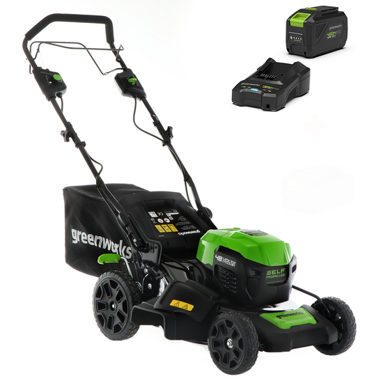 Greenworks GD48LM46SP - Tondeuse à gazon autotractée à batterie 48V/4Ah - Coupe 46 cm