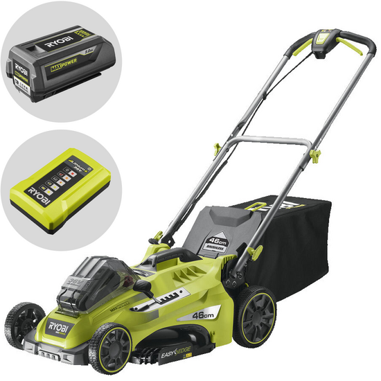 Tondeuse &agrave; batterie RYOBI RLM36X46H50PG - MAX POWER 36V - 5Ah - bac de 45 l - coupe de 46 cm