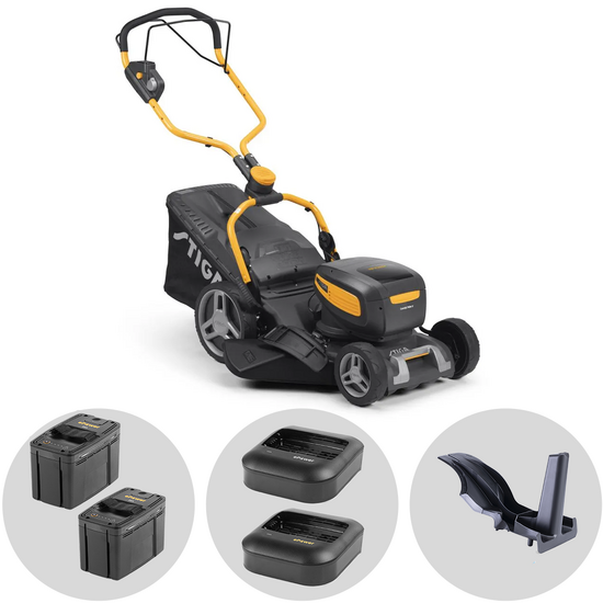 Stiga Combi 748e V - Tondeuse à gazon à batterie - 2x 48V/5Ah - Largeur de coupe 46 cm