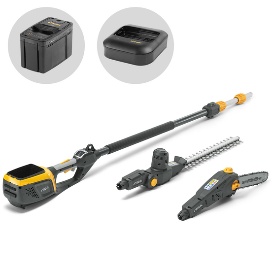 Taille-haie et Perche élagueuse sur perche de rallonge multifonction Stiga MT 500e Kit - Batterie et chargeur inclus