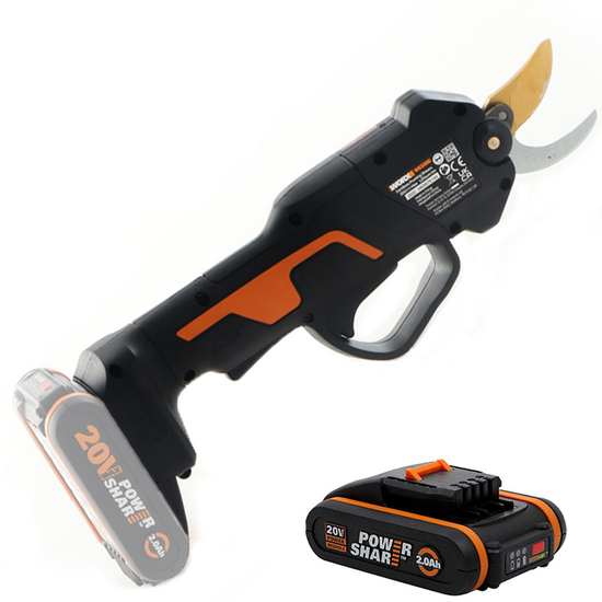 Worx NITRO WG330E - Sécateur de taille à batterie - 20V2Ah - Diamètre de coupe 25 mm