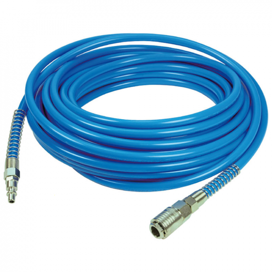 Tuyau pneumatique 50 m en polyuréthane Ø 9/12 avec raccords rapides montés