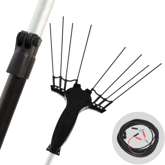 Volpi Olytech Super Power 555L - Peigne vibreur électrique 210/300 cm à batterie de type automobile avec câble inclus - Perche télescopique