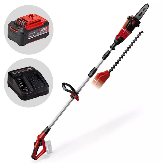 Einhell GE-HC 18 Li T - &Eacute;lagueuse - Taille-haie sur perche t&eacute;lescopique &agrave; batterie 18 V 5.2 Ah