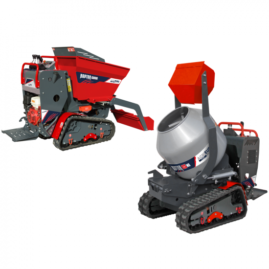 Brouette &agrave; moteur sur chenilles AgriEuro Top-Line RAPTOR 6800 HED 4.0 - Honda GXe270 - Avec pelle + b&eacute;tonni&egrave;re