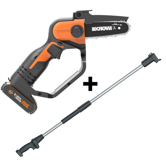 &Eacute;lagueuse manuelle &agrave; batterie Worx WG324E 20 V 2 Ah + perche de rallonge - BATTERIE SUPPL&Eacute;MENTAIRE GRATUITE