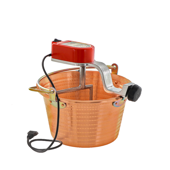 Chaudron en cuivre &eacute;lectrique martel&eacute; pour la polenta NuovaFac Cuoca Automatica base plate 9L - 5W
