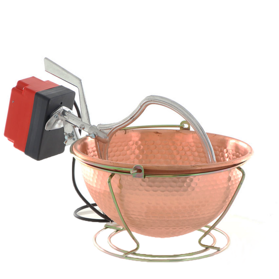 Chaudron &eacute;lectrique en cuivre martel&eacute; pour polenta - NuovaFac Cuoca Automatica base ronde 6L - 24W