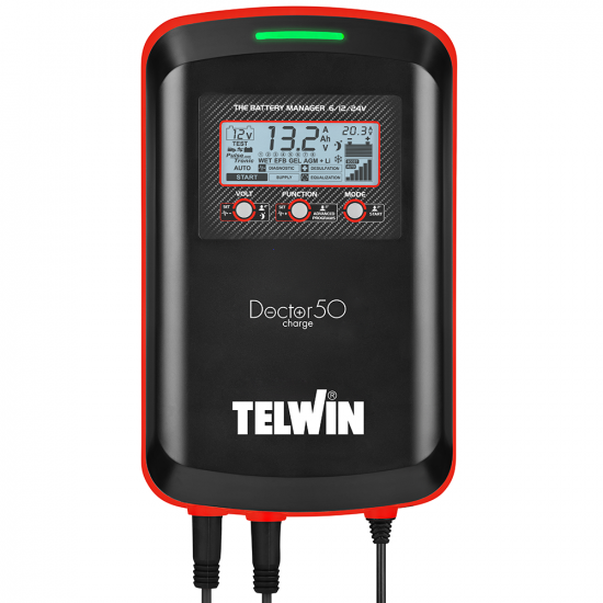 Telwin Doctor Charge 50 - Chargeur de batterie, mainteneur de puissance, testeur &eacute;lectronique - batteries de 6/12/24V