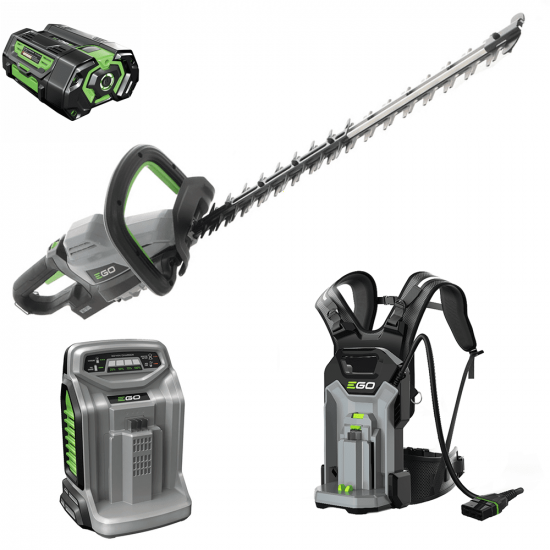 Taille-haie EGO HTX 6500 avec sac &agrave; dos porte-batterie BHX 1000 56V - 5Ah