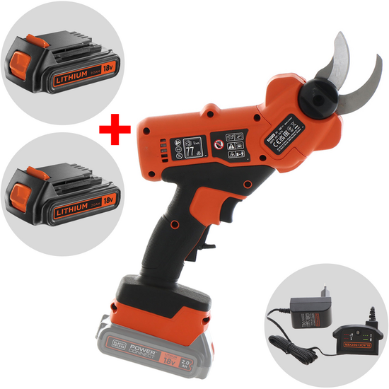 S&eacute;cateur de taille &agrave; batterie Black &amp; Decker BCPP18D1-QW - Batterie de 18V 2Ah + une batterie 18V 2Ah offerte